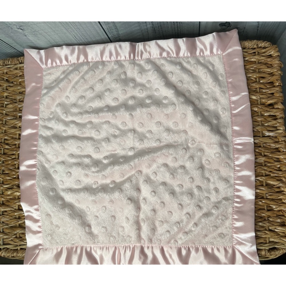 Vitamins Baby Fleece Lovey Baby Blanket Soft Bumpy Pink Security Satin Trim